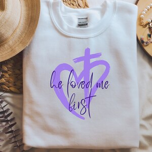 Er liebte mich zuerst PNG, JPG Digitalbild, Ostern Png, Jesus liebt mich Jpg, Karfreitag Design, Jesus Liebe, Kreuz Herz Png