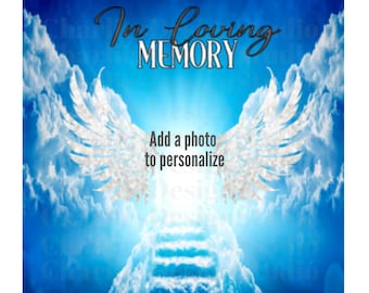In Loving Memory PNG JPG, Memorial Background Png Jpg, Insert Photo Heaven Png Jpg, Stairs in Heaven, Rest in Peace Png