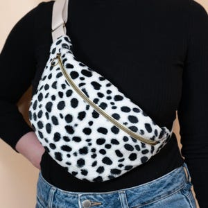 Sac banane en velours motif léopard - Taille L ou XL - Doublure en coton bordeaux - Pour femme ou homme - Fait main