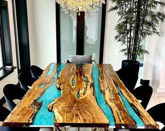 Live Edge Olive Wood & Epoxy Resin Furniture Dining Table Coffee Table Wall Art