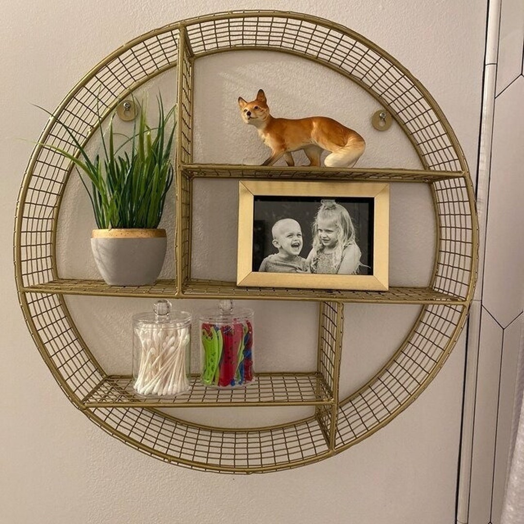 Round Wall Shelfgold Circular Wall Shelvescircular Floating Etsy