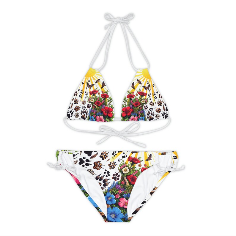 Bird Print Wrap 3-Piece Bikini Set main image 0