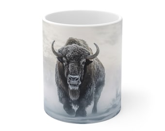 Buffalo Winter Ceramic Mug Gift for him Gift for Boss Buffalo lover cup Coffee Mug Art gift Buffalo Coffee Mug Gift for Her