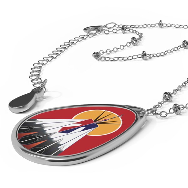 Indigenous Teepee art Oval Necklace Redbird Original Art jewelry Gift for Mom Teacher Gift Native Art Jewelry Gift for Nurse