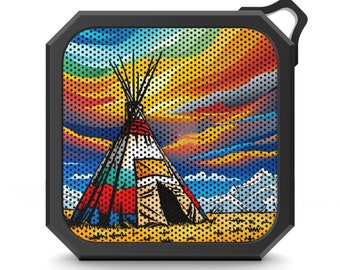 Indigenous Teepee Art Speaker Native American Graphic Design Blackwater Outdoor Bluetooth Speaker gift Unique gift