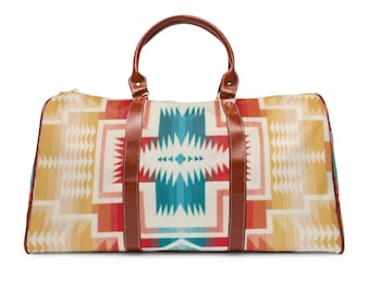 Native Waterproof Travel Bag First Nations Design Tote suitcase Flight Attendant Gift Indigenous Art Style Travel Bag Waterproof Luggage