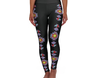 First Nations Art High Waisted Yoga Leggings Indigenous Design Yogi pants Yoga Gift Leggings Native Art Yoga Pants Gift