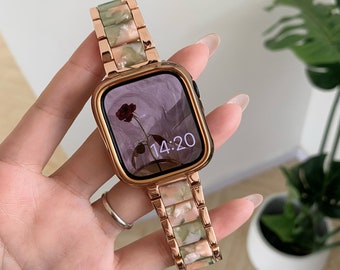 Jewelry Metal Resin Band for Apple Watch Bracelet Women Ceramic Girl Lightweight 38mm 40mm 41mm 42mm 44mm 45mm 49mm Series 9 8 7 6 5 4 3 2 1