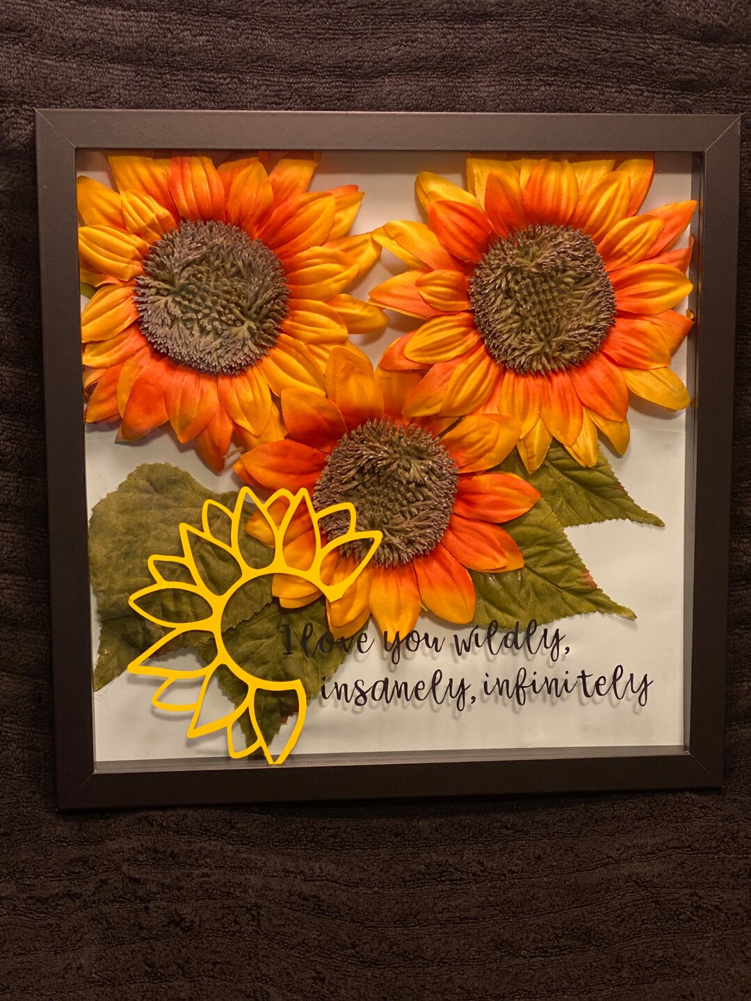 8x8 Sunflower Shadow Box Decor Etsy