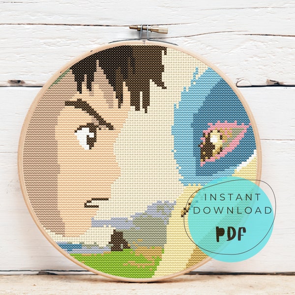 The Boy and The Heron Cross Stitch Sampler I Instant Download Kids Counted X Stitch I Miyazaki Design Embroidery Pattern I SVG PDF File