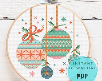 Xmas Balls Cross Stitch Pattern I Instant Download PDF I Counted Cross Stitch I Embroidery Pattern I Christmas Decor PDF File