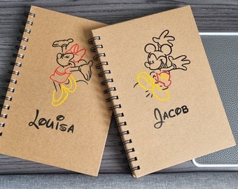 Beautiful Handcrafted Disney Inspired Personalised A5 Lined Kraft Notebook, spiral wire bound