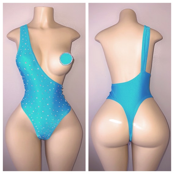 Exotic Dancewear Open Boob One PIECE With Matching Pasties Fits