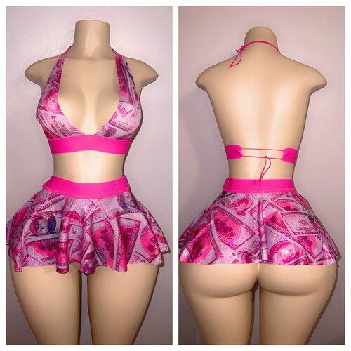 Exotic Dancewear Gold Money Print Outfits Etsy