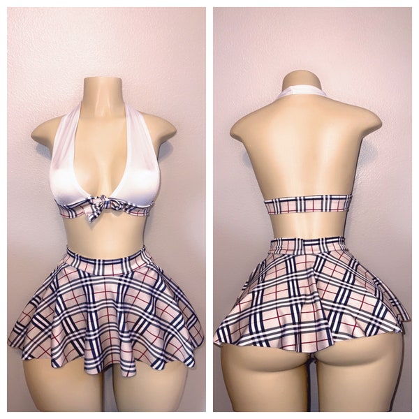 Exotic Dancewear three piece school girl skirt set