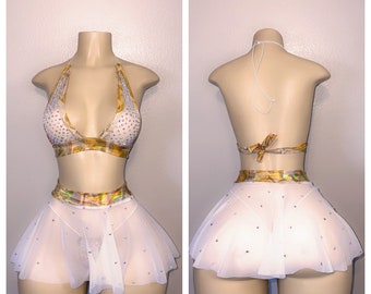 Exotic dancewear gold money print outfits