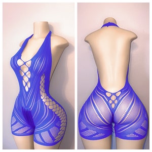 Limeade Lace Asymmetrical Romper with Thong fits XS-M main image 1