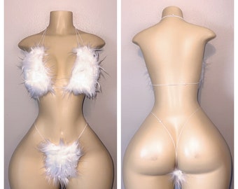 Exotic Dancewear classic two piece faux fur set