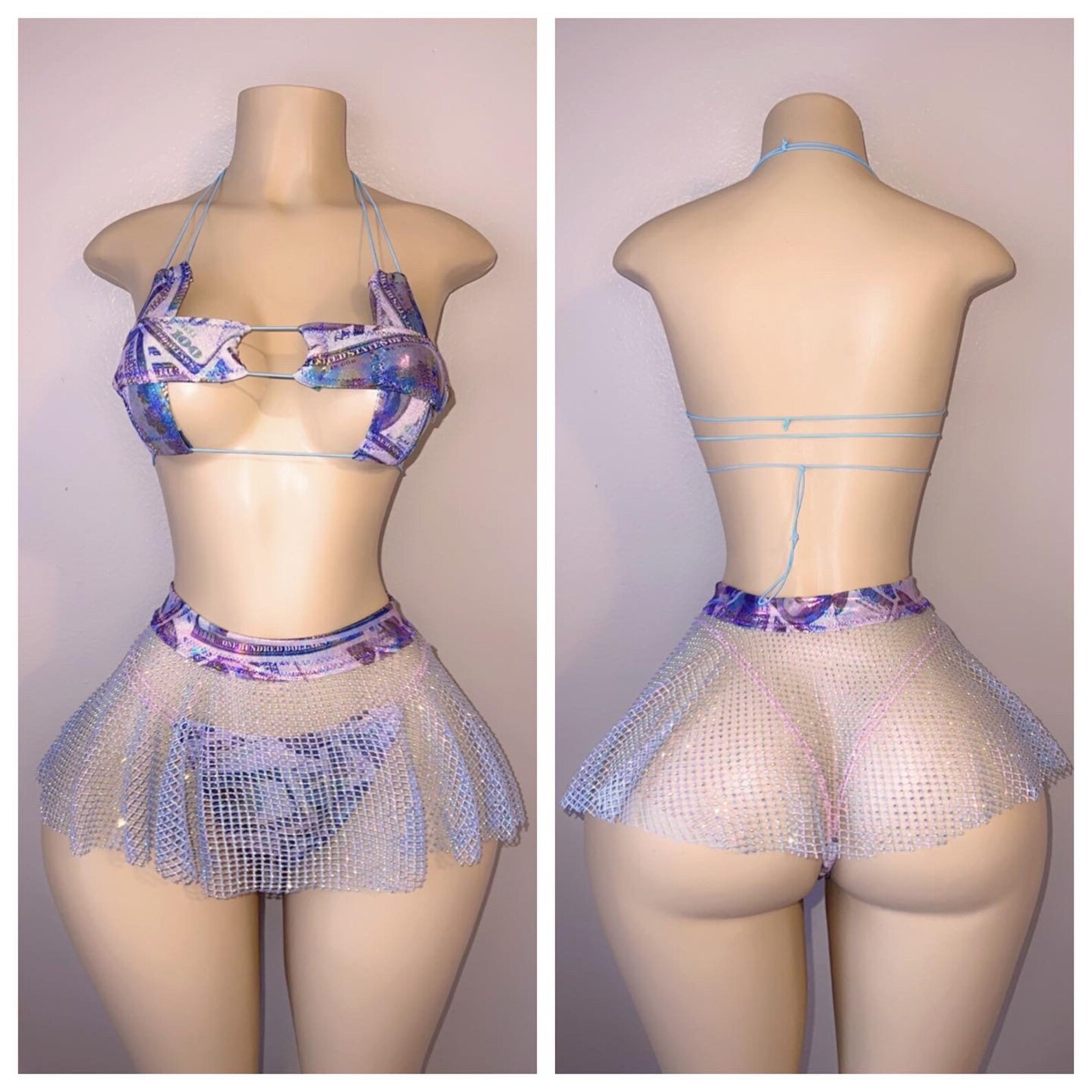 Exotic Dancewear Iridescent Money Print Outfits Etsy