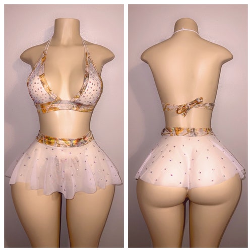 Exotic Dancewear Navy Blue Money Print Outfits Etsy