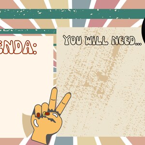 May include: A retro-style agenda and to-do list template with a peace sign, a vintage record, and the text "Today is..." and "You will need..."