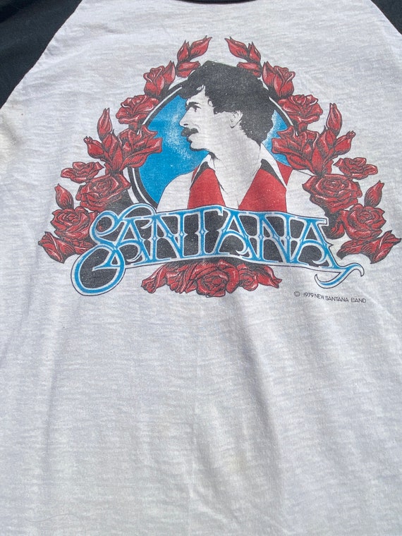 ~00'S SANTANA Band T-shirt, Men's M size unclear black type Vintage Second Hand