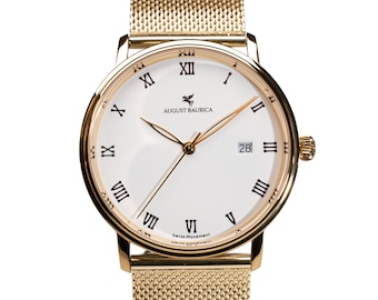 Engraved Swiss Mens Watch – Italian Leather, Anniversary Gift