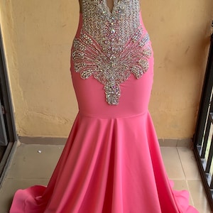 Long fitted pink prom dress,Sleeveless mermaid prom dress,Reception dress,Prom dress...