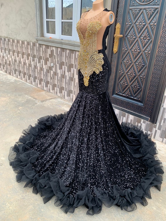 Black Girl Mermaid Sequins Long Sleeves Evening Party Dress,BL18606 – DSProm