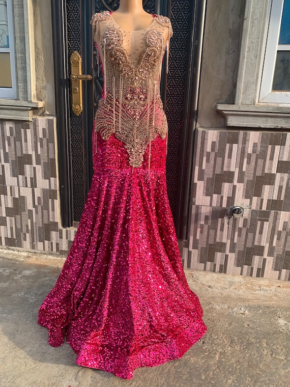 Buy Pink Long Mermaid Dress sleeveless Prom Dress With Applique mermaid Dress prom Dress Online in India Etsy