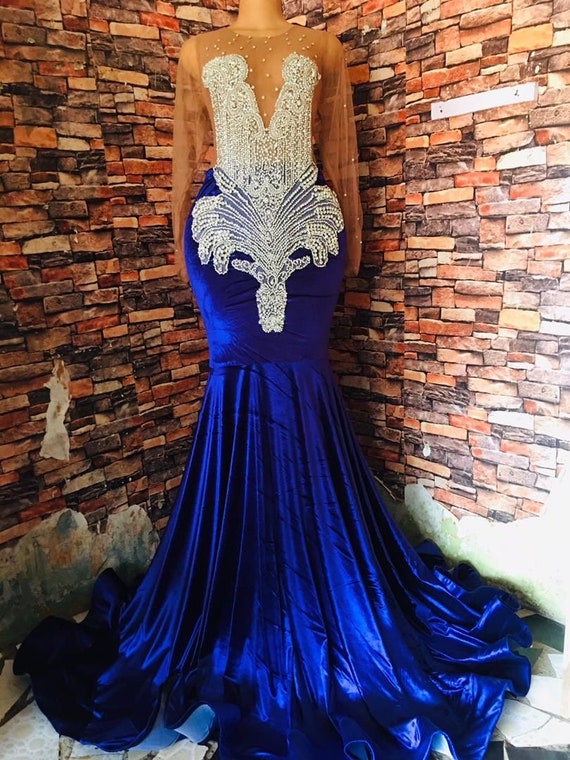 Navy Blue Beaded Mermaid Midnight Blue Prom Dress With Halter Neck And  Keyhole Back Perfect For Pageants, Evening Parties, And Receptions From  Crown2014, $115.21 | DHgate.Com