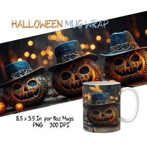 HALLOWEEN Mug Wrap, Jack O Lantern Wrap, 300 Dpi Mug Wrap, Mug Wrap, Unique Jack O Lantern High Resolution Spooky Png