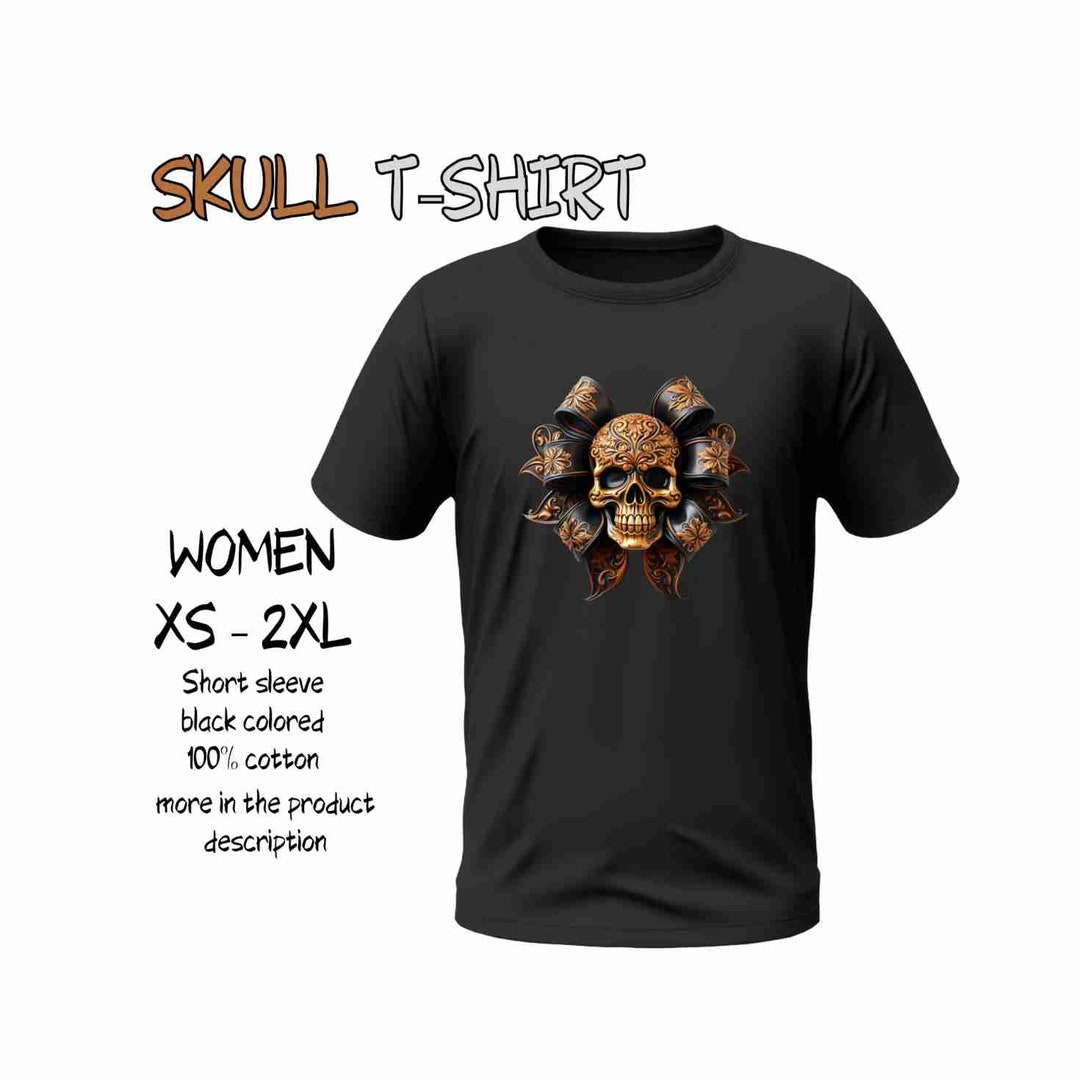 Women's Skull Tshirt Exclusive Skull Design Black Short Etsy