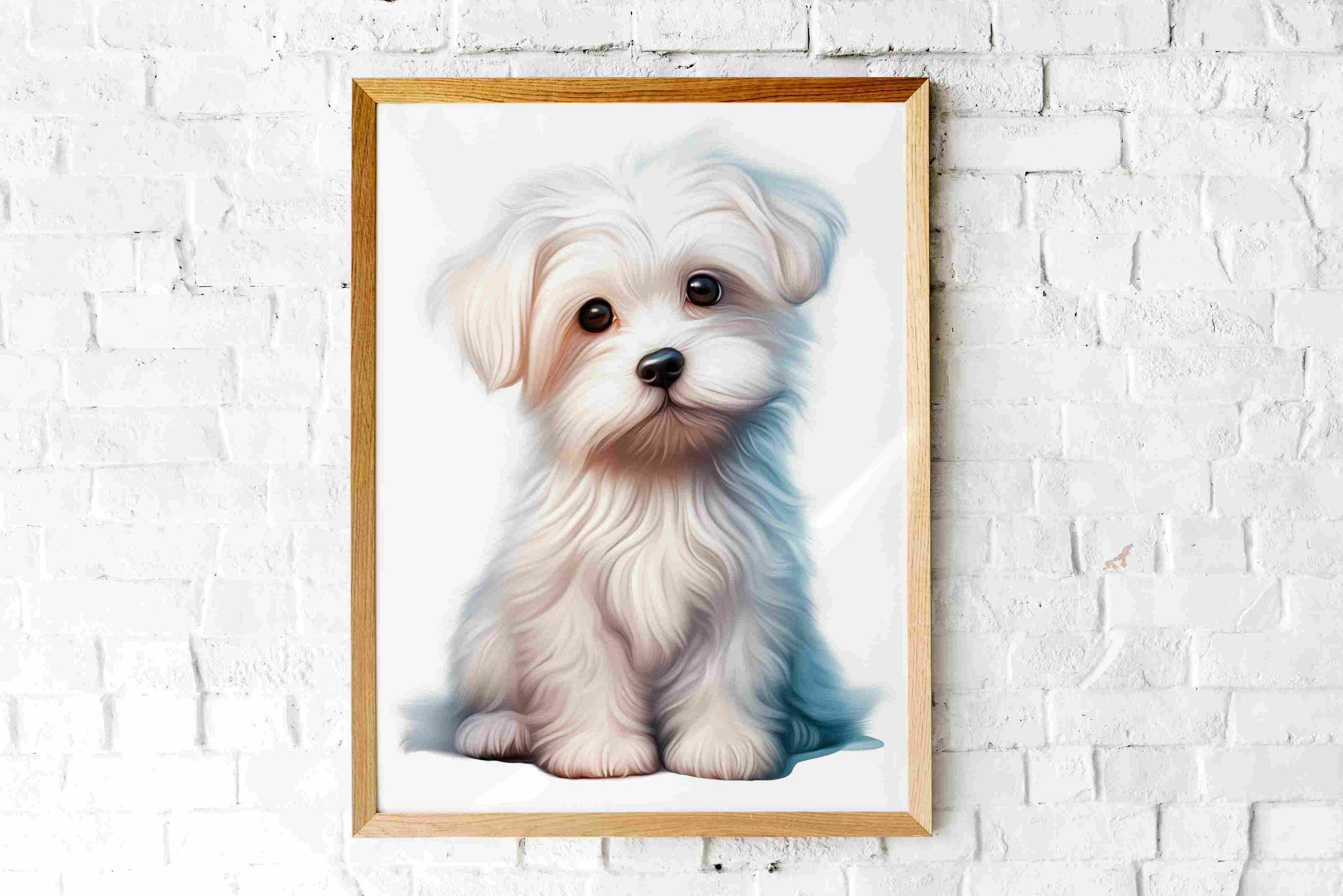 Maltese Dog Clipart Poster Design Png, Animal Theme Poster, Watercolor