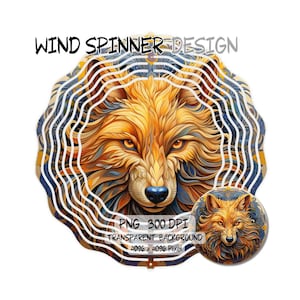 Wolf wind spinner sublimation design png, wolf ornament png, home and garden decor digital download, circular image, wolf clipart png