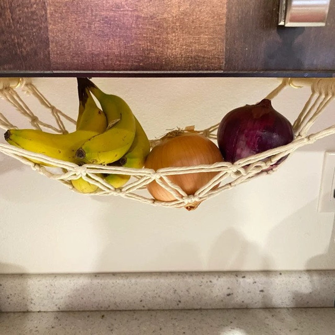 Macrame Hanging Fruit Basket Under Fruit Hammock Etsy