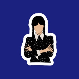 Wednesday Addams Sticker,  Wednesday Decal, Addams Family Stickers, Wednesday Adams Art, Minimalist Stickers