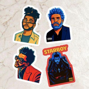 Adesivos The Weeknd | Adesivos Estéticos | Adesivos de Fan Art The Weekend | Adesivos para Laptop, Garrafa de Água, Diário | Produtos The Weeknd