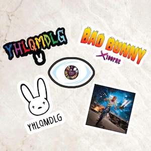 Pegatinas de Bad Bunny, pegatinas de Bad Bunny X100PRE, pegatinas de Bad Bunny YHLQMDLG, calcomanía de Bad Bunny, El Conejo Malo, pegatina de Bad Bunny