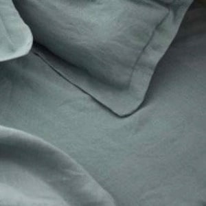 100% Washed Linen 4 Piece Set Pale Dusty Teal