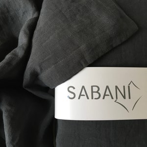 100% Washed Linen 4 Piece Set Dark Grey