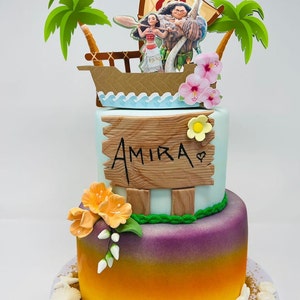 Cake Topper Moana, Moana decoration, Moana birthday party, Cake. 3D topper