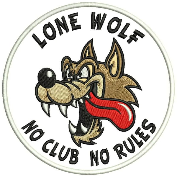 LONE WOLF No Clubs No Rules Thermoadhesive Embroidered Patch