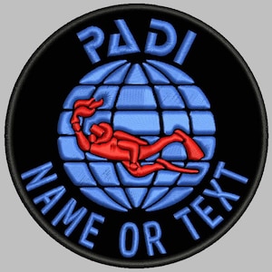 PADI Diving Iron On Custom Embroidered Patch