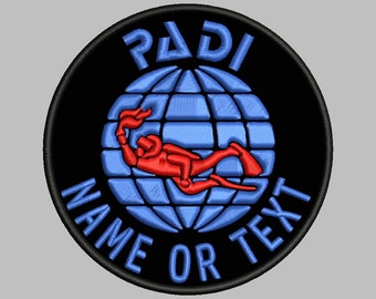 Parche Bordado Termoadhesivo PADI Buceo Personalizable (PADI Diving Iron On Custom Embroidered Patch)