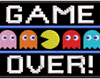 PACMAN Game Over bestickter Aufnäher zum Aufbügeln (gestickter Aufnäher)