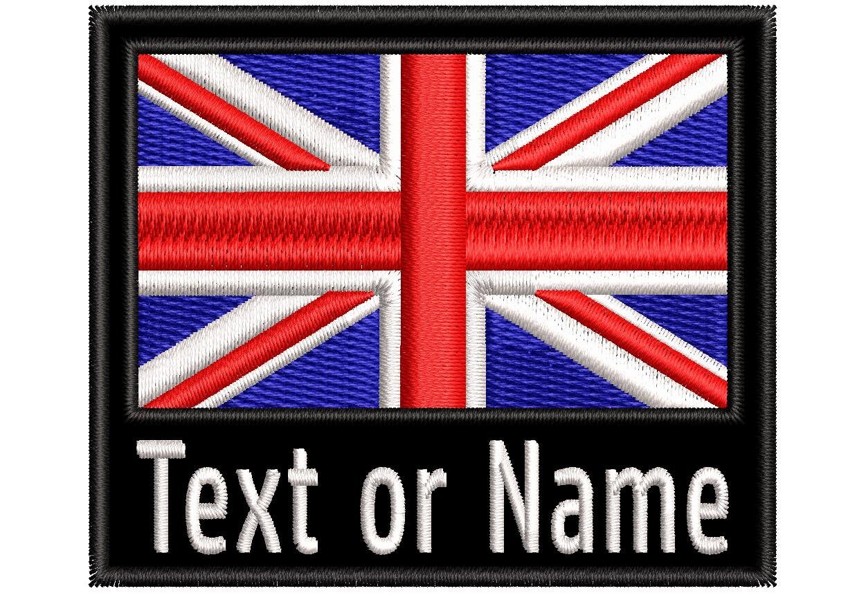 FLAG Iron-on Embroidered Patch with Customizable NAME or TEXT (Custom Flag with Name or Text Iron-on Embroidered Patch)