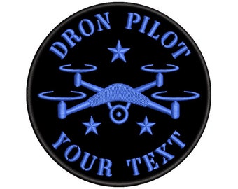 Parche Bordado Termoadhesivo PILOTO DRON Personalizable (DRON Pilot Iron On Custom Embroidered Patch)