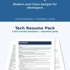 Plantillas de currículum vitae para desarrolladores, ingenieros y profesionales de TI compatibles con sistemas ATS (descarga digital)
