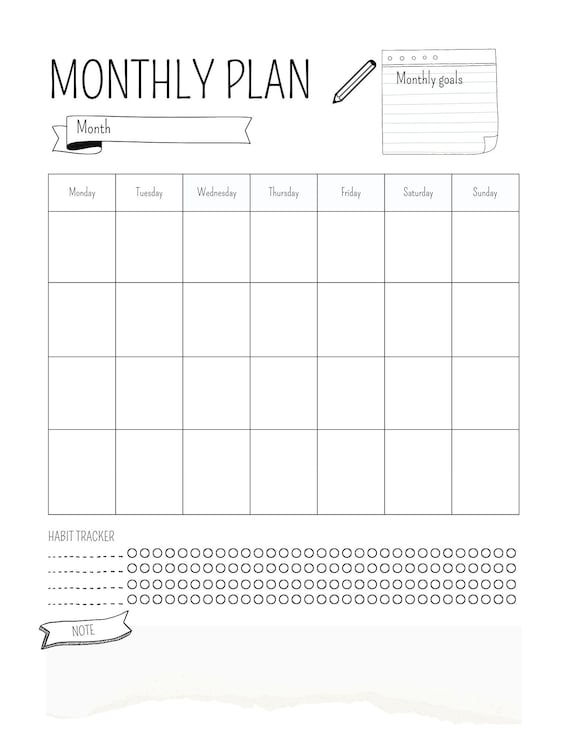 Monthly Planner | Etsy